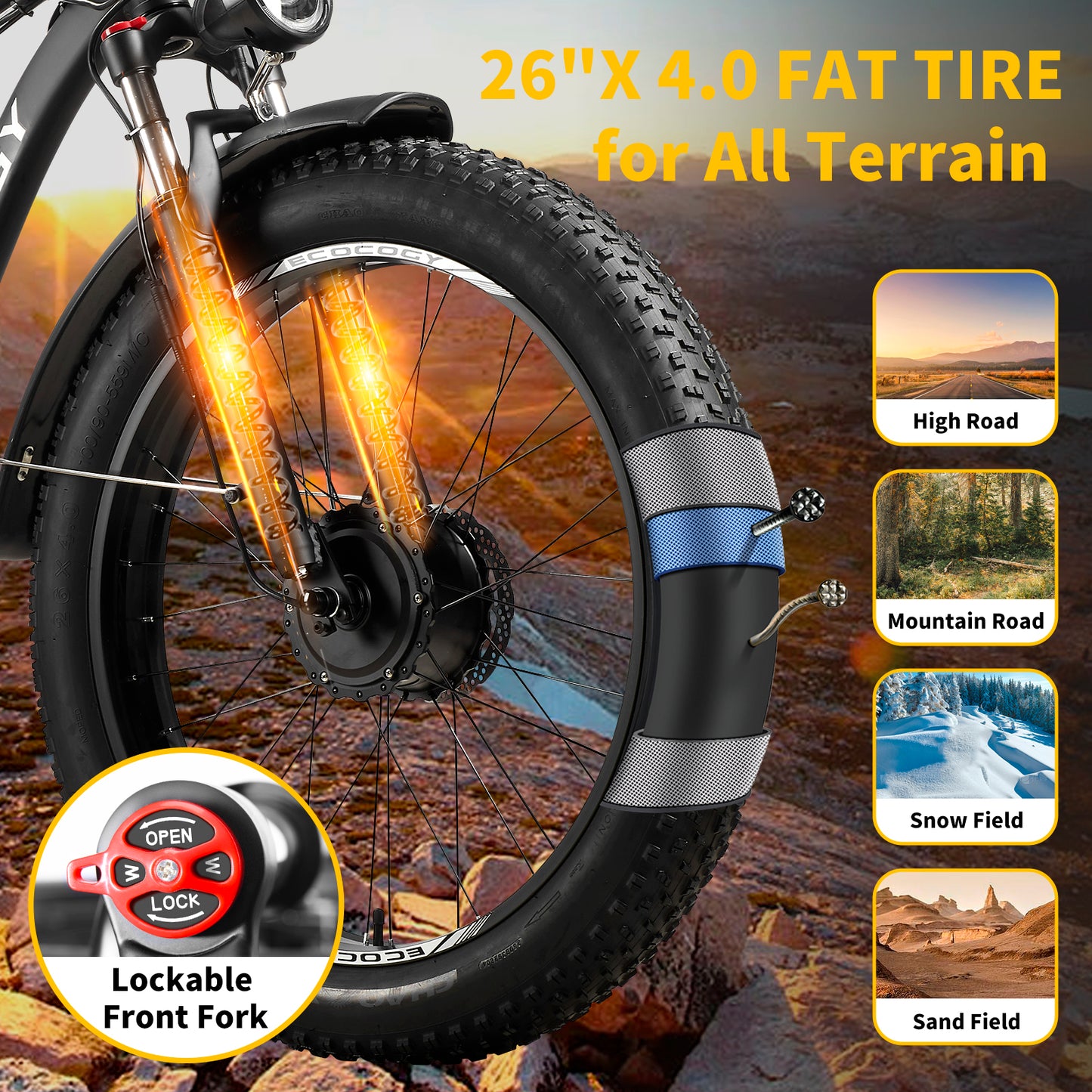 G7 26'' 52V 23Ah 2000W Peak 3000W Dual Motor Electric Fat Tire Bike