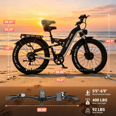 GAMVIRE 26" V9 Peak 9000W 52V 30AH Dual Motor Electric Bike with Turn Signals