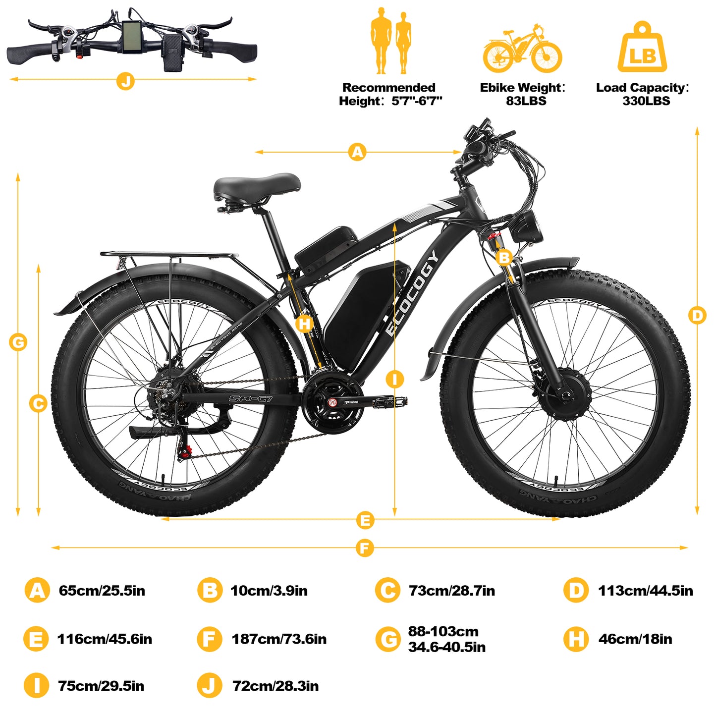 G7 26'' 52V 23Ah 2000W Peak 3000W Dual Motor Electric Fat Tire Bike