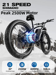 GAMVIRE 26'' V7 2000W Peak 2500W 52V 32AH Fat Tires Electric Snow Bike