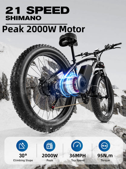 GAMVIRE 24''/26'' V7 1500W Peak 2000W 52V 19.2Ah Battery Adult Electric Bicycle