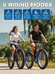 GAMVIRE 26'' V7 2000W Peak 2500W 52V 32AH Fat Tires Electric Snow Bike