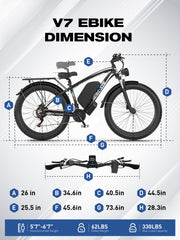 GAMVIRE Refurbished 26" V7 Fat Tires Electric Bike 2000W Peak 2500W 52V 19.2AH
