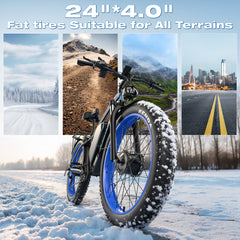 GAMVIRE 24" V7PRO Dual Motors Fat tires 4000W Peak 5000W 52V 32AH All Tarrain Electric Bike