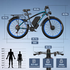 GAMVIRE 24" V7PRO Dual Motors Fat tires 4000W Peak 5000W 52V 32AH All Tarrain Electric Bike